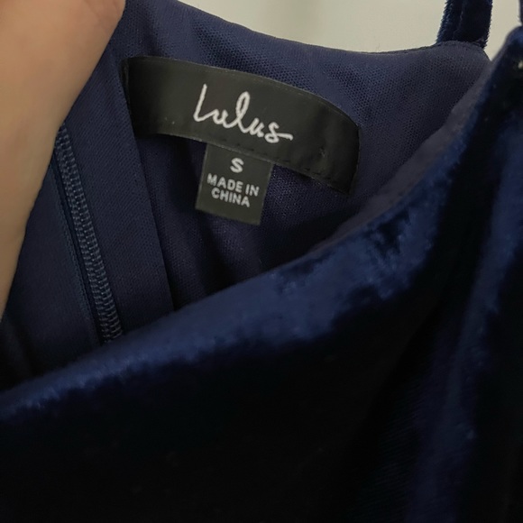 Lulus Alluring Muse Navy Blue Velvet Tiered Trumpet Maxi Dress - Picture 9 of 10